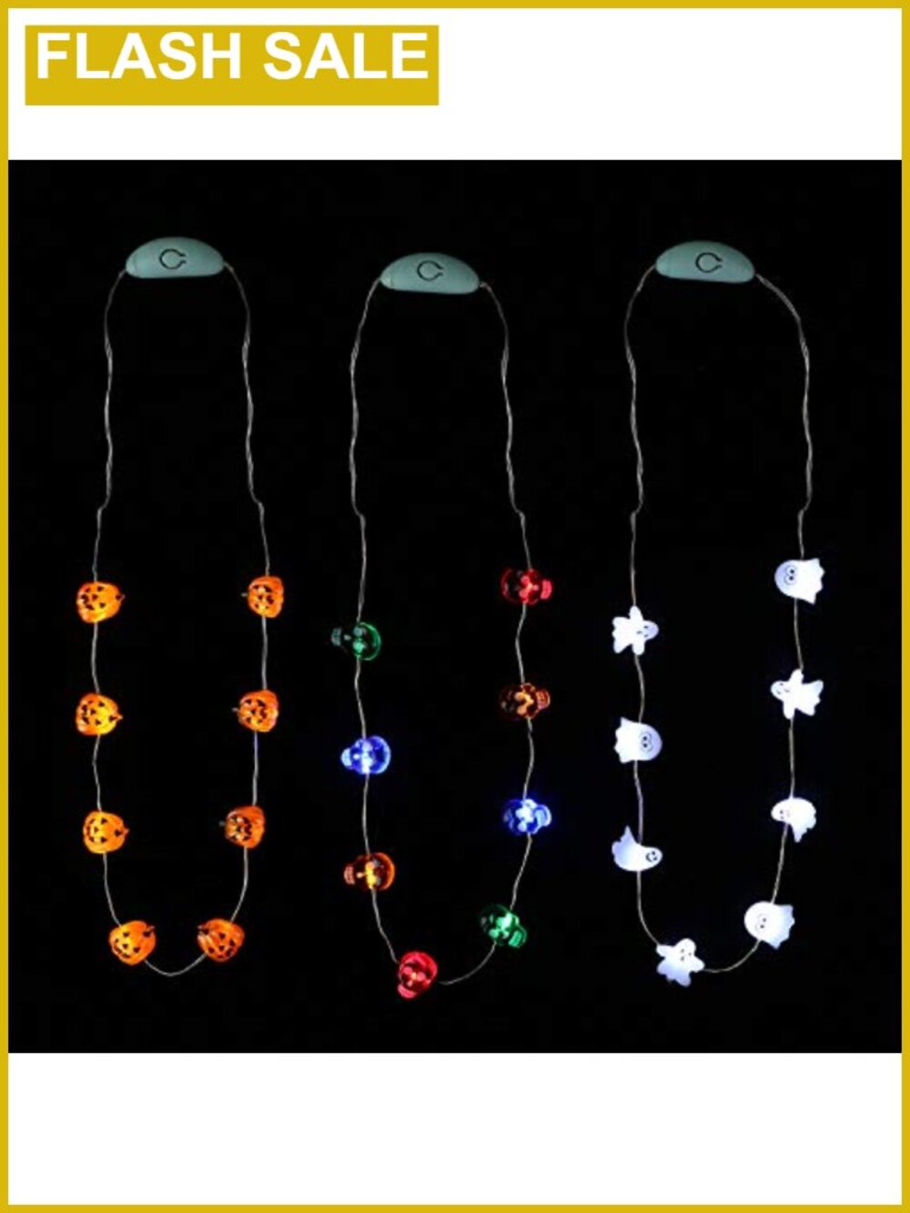 LED Necklace Set of 3 Halloween Costume Party Accessories Light Up Necklaces